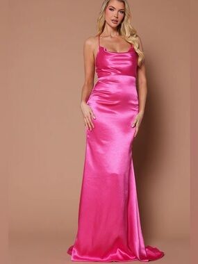 Hot Pink Cowl Neck Evening Gown Dress Sale Sell